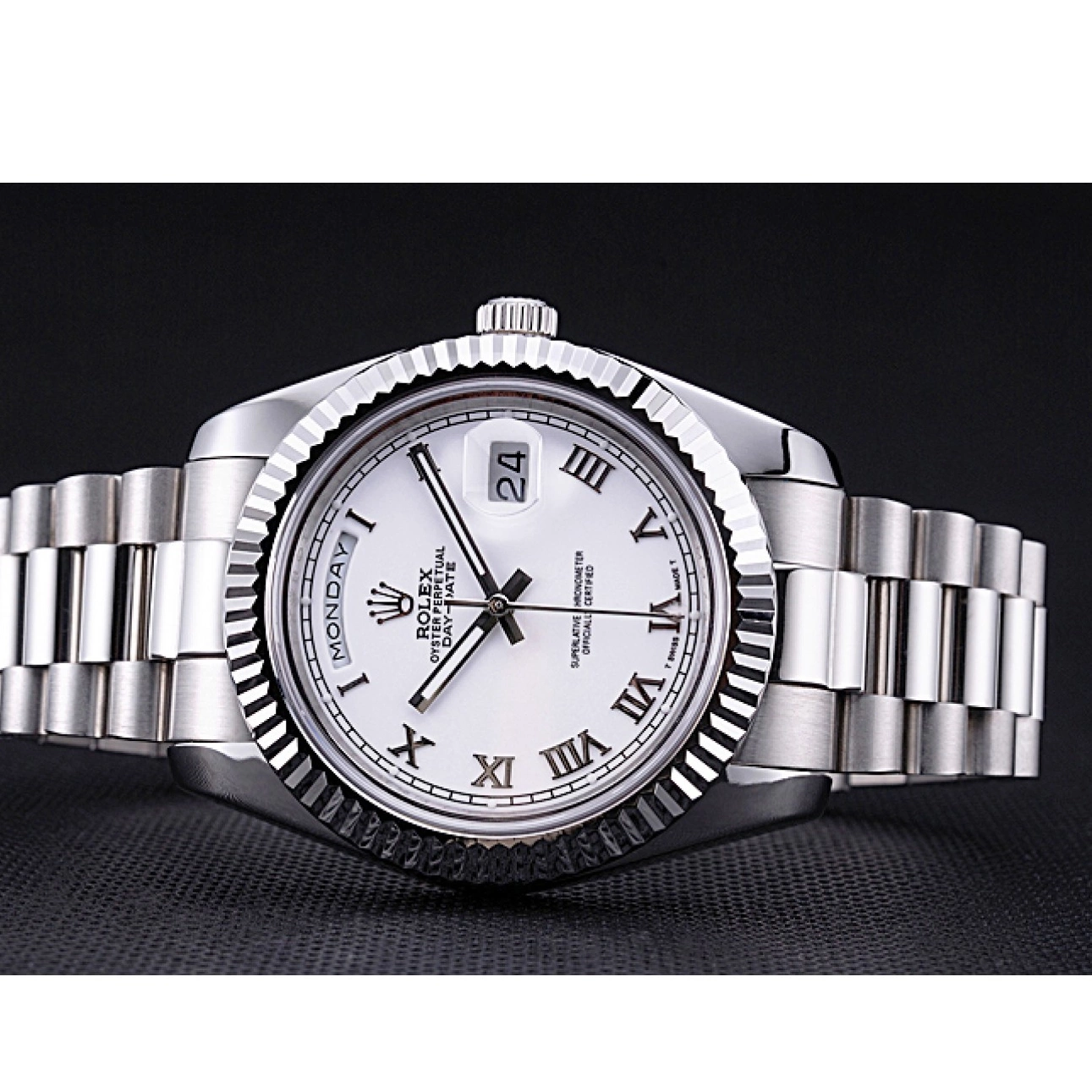 Aaa replica watch Rolex Stainless Dial Day-Date White 622547 Bracelet Steel 0707